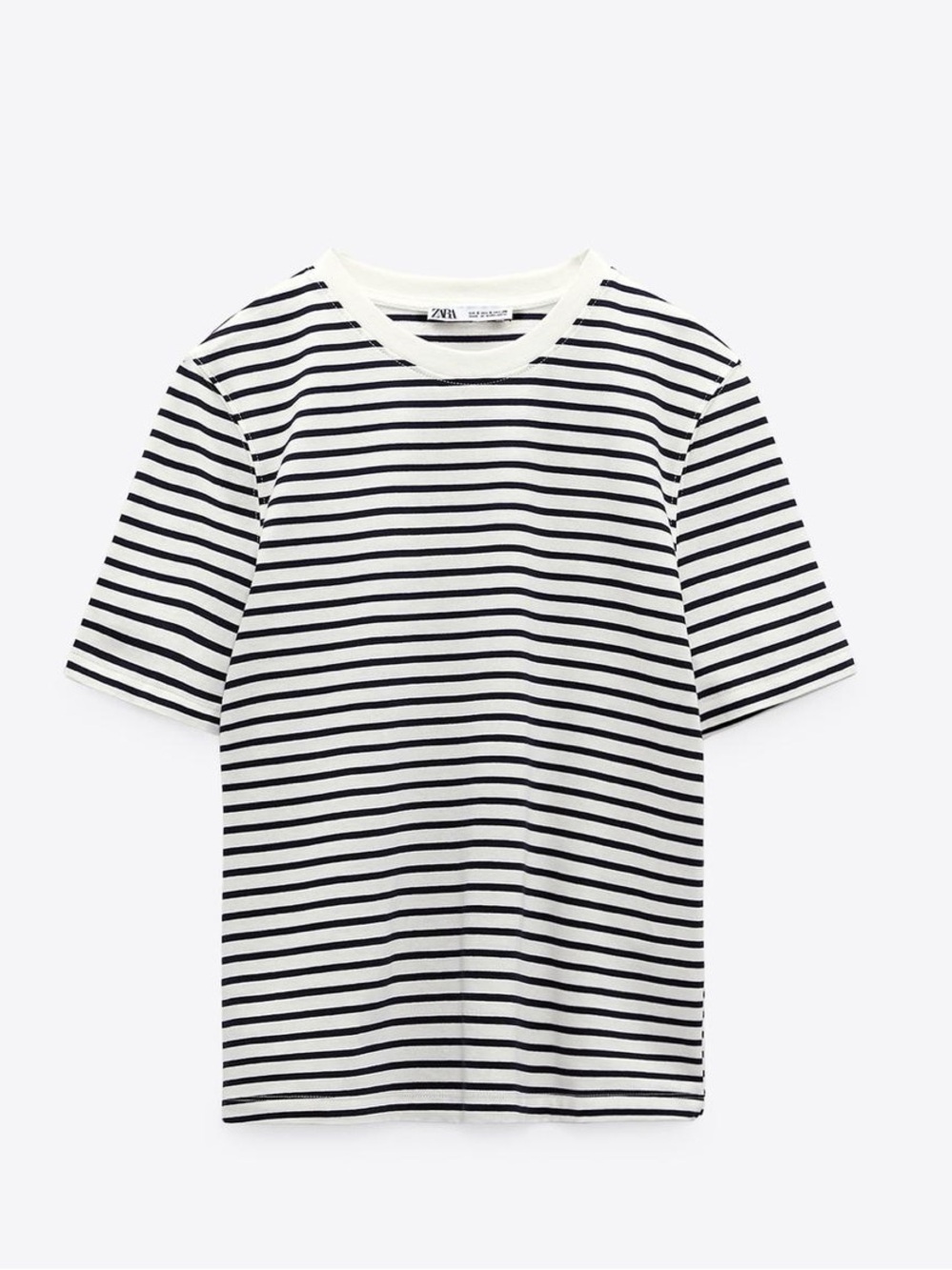 Zara Striped Short Sleeve Tee in White & Black Size Medium